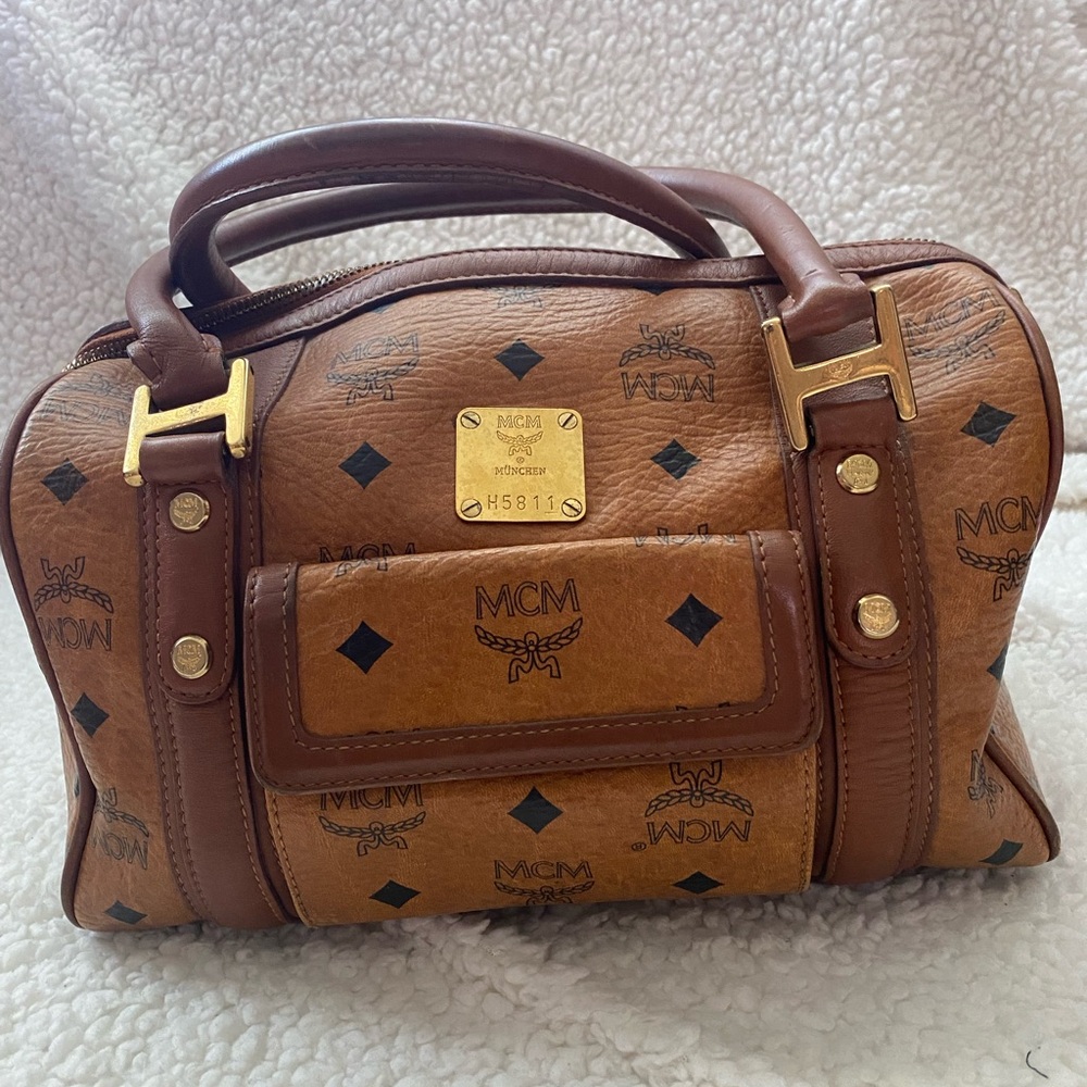 MCM Cognac  Boston leather bag